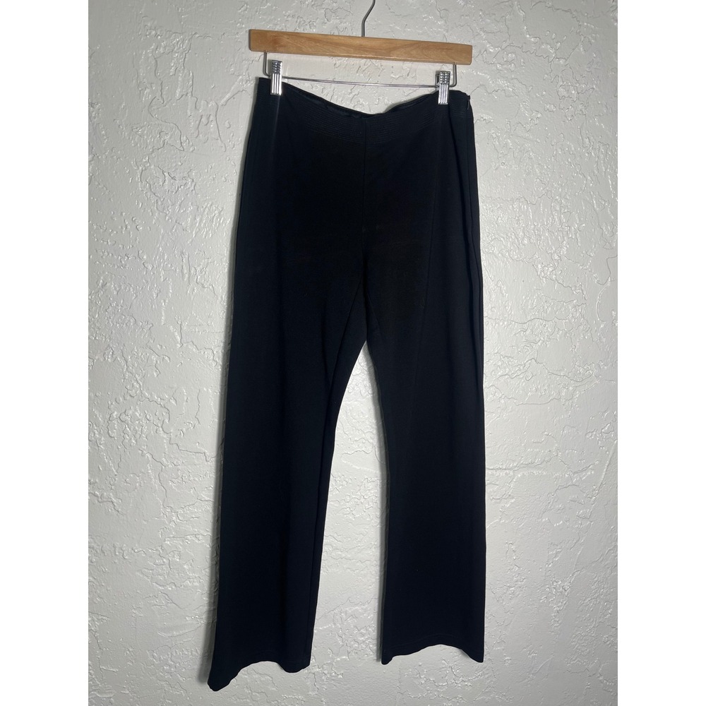 Eileen Fisher Black Italian Fabric Knit Straight Leg Side Zip Pants Small